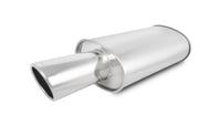 Vibrant StreetPower Oval Muffler with 4in Round Tip Angle Cut Rolled Edge - 2.5in inlet I.D.