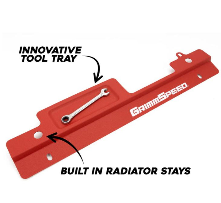 Cubierta de radiador GrimmSpeed ​​con bandeja de herramientas - Rojo