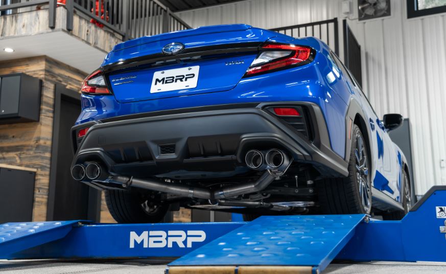 MBRP 2022+ Subaru WRX 3in Cat-Back Dual Split Rear Quad Carbon Fiber Tips Race Profile Exhaust