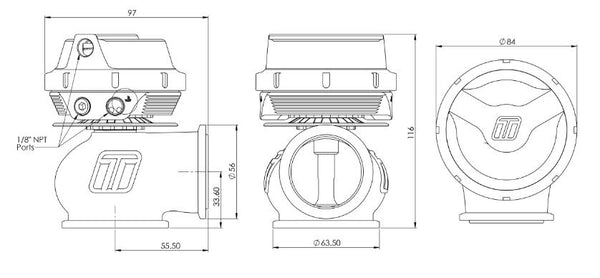 Turbosmart WG45 Gen V Hyper-Gate 45 14psi Azul (TS-0553-1011)