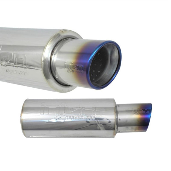 Injen 2 3/8 Universal Muffler w/Titanium burnt rolled Tip and stainless steel resonated inner wall - (SES225TT)