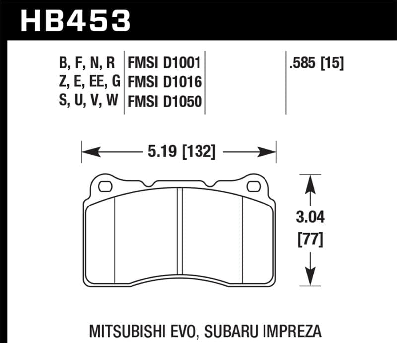 Hawk 03-06 Evo / 04-09 STi / 09-10 Genesis Coupe (Track) / 2010 Camaro SS DTC-70 Race Front Brake Pads