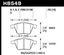 Hawk 07-11 Mazdaspeed3 / 06-11 Mazdaspeed6 / 05-09 Volvo V50 DTC-60 Pastillas de freno delanteras