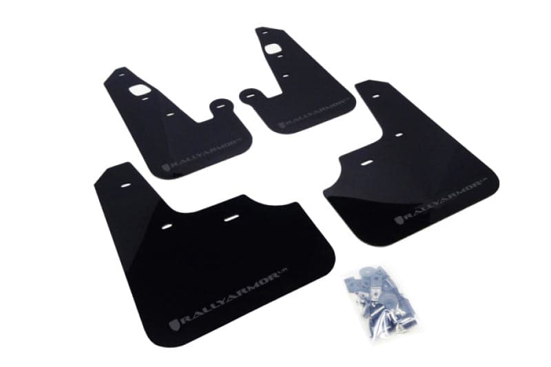 Rally Armor 2007+ Mitsubishi Lancer (doesn't fit Sportback) UR Black Mud Flap w/ Grey Logo (MF8-UR-BLK/GRY)